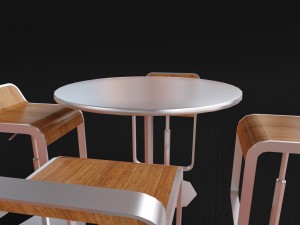 low poly stools and table Modelo 3D