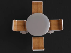 low poly stools and table 3D Model