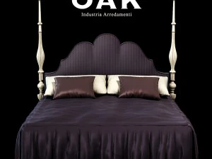 dębowe ł&oacute;żko Model 3D