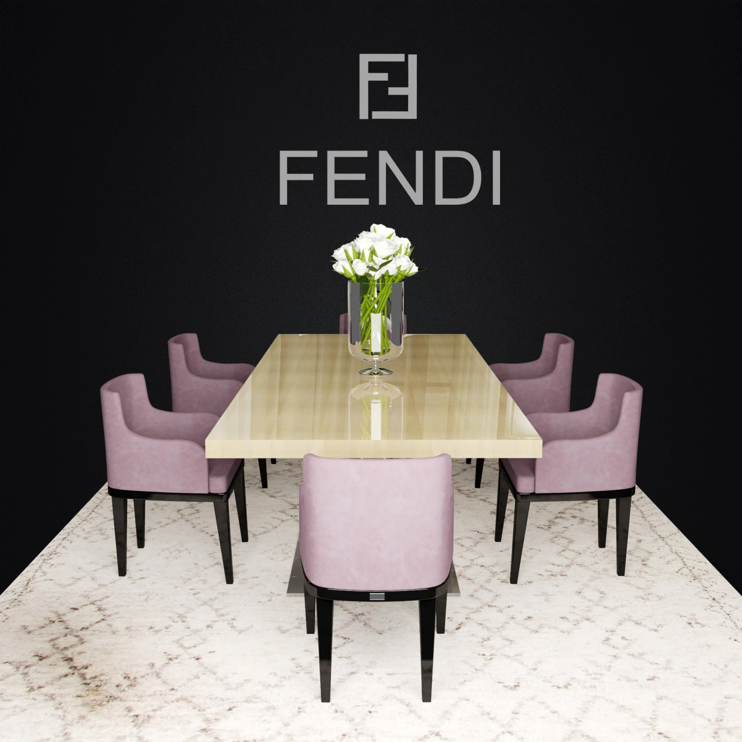 fendi casa dining 3D Model .c4d .max .obj .3ds .fbx .stl .blend