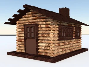cabane en rondins Modèle 3D