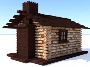 cabane en rondins Modèle 3D