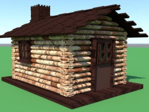 cabane en rondins Modèle 3D