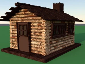 cabane en rondins Modèle 3D