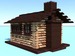 cabane en rondins Modèle 3D