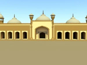 modello esterno della masjid di badshahi Modello 3D