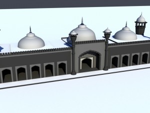badshahi masjid exterior model Model 3D