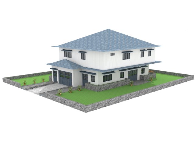 double story house in sketchup 3D Model .c4d .max .obj .3ds .fbx .stl .blend 