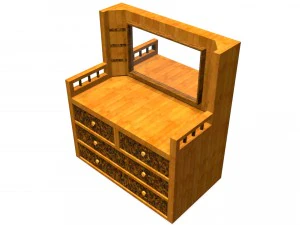 3d dresser with wood texture 3D Model
