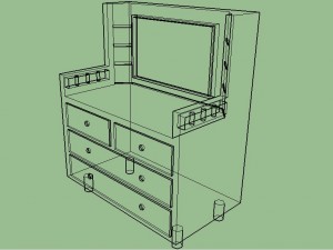 3d dresser with wood texture Model 3D