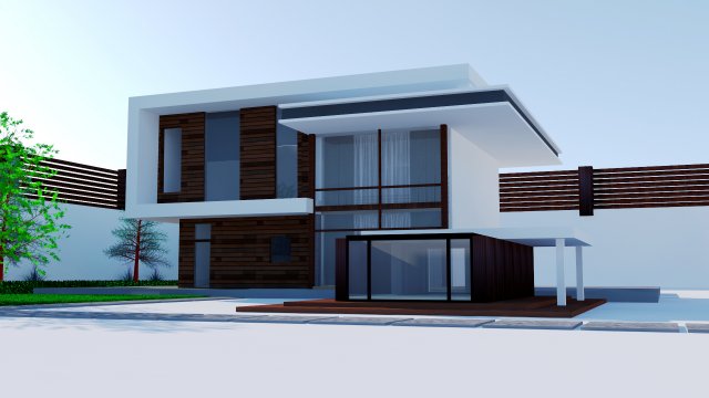 modern architecture house Model 3D .c4d .max .obj .3ds .fbx .stl .blend 
