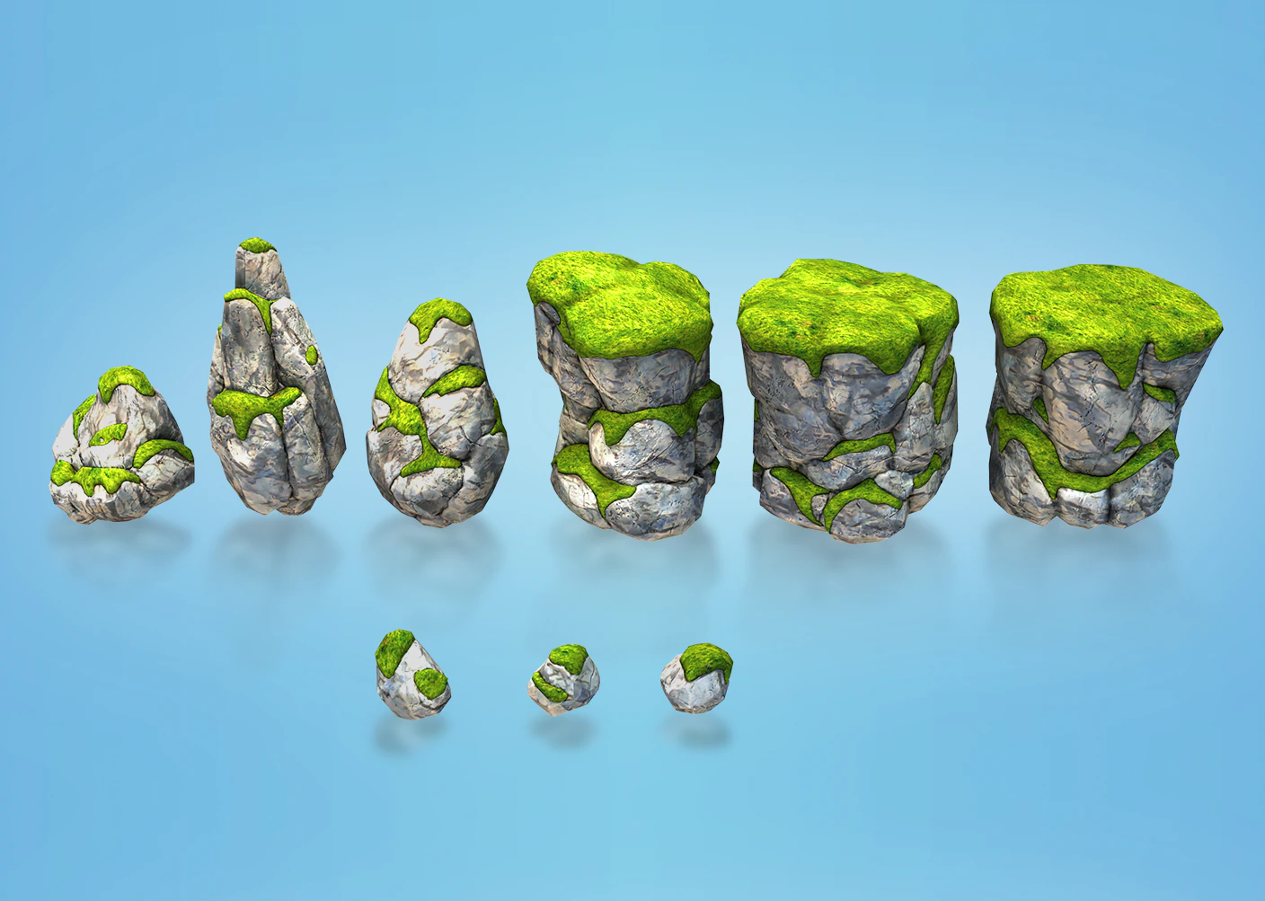 low poly stones and rocks 3D Model .c4d .max .obj .3ds .fbx .stl .blend 
