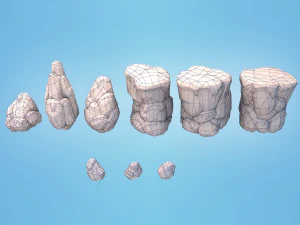 low poly stones and rocks 3D Model