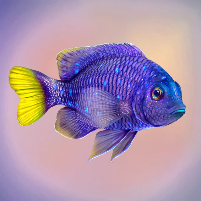 Pesce Microspathodon Chrysurus Low-poly Modello 3D .c4d .max .obj .3ds .fbx .stl .blend 