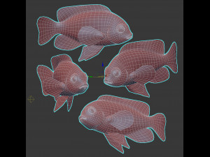 Fish Microspathodon Chrysurus Low-poly Model 3D