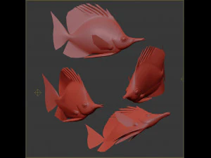 Fish Forcipiger Flavissimus Low-poly 3D Model