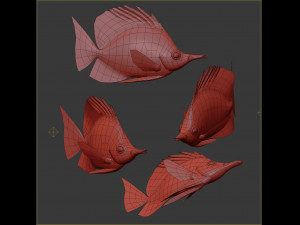 Fish Forcipiger Flavissimus Low-poly Modelo 3D