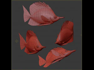 Fish Forcipiger Flavissimus Low-poly 3D Model