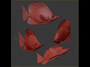 Fish Forcipiger Flavissimus Low-poly 3D Model