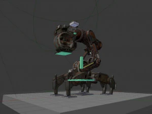 mech neck walker - blender game engine and unity 3d 3D Model