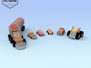 low poly raider cars 3D Model