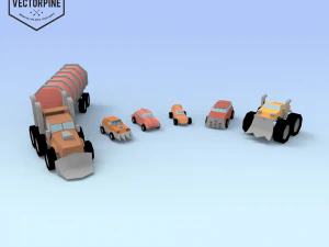 laag poly raider-auto's 3D Model