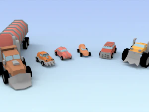 low poly raider cars 3D Model