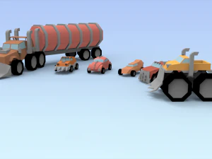 low poly raider cars 3D Model