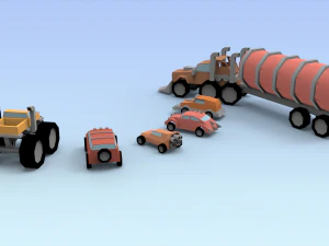 low poly raider cars 3D Model