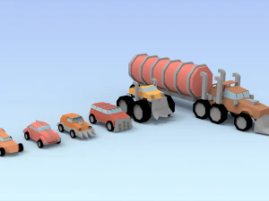 low poly raider cars 3D Model