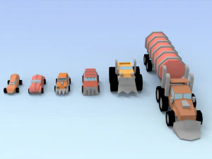 low poly raider cars 3D Model