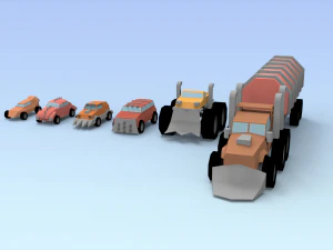 low poly raider cars 3D Model