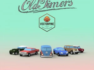 carros antigos de baixo poli Modelo 3D