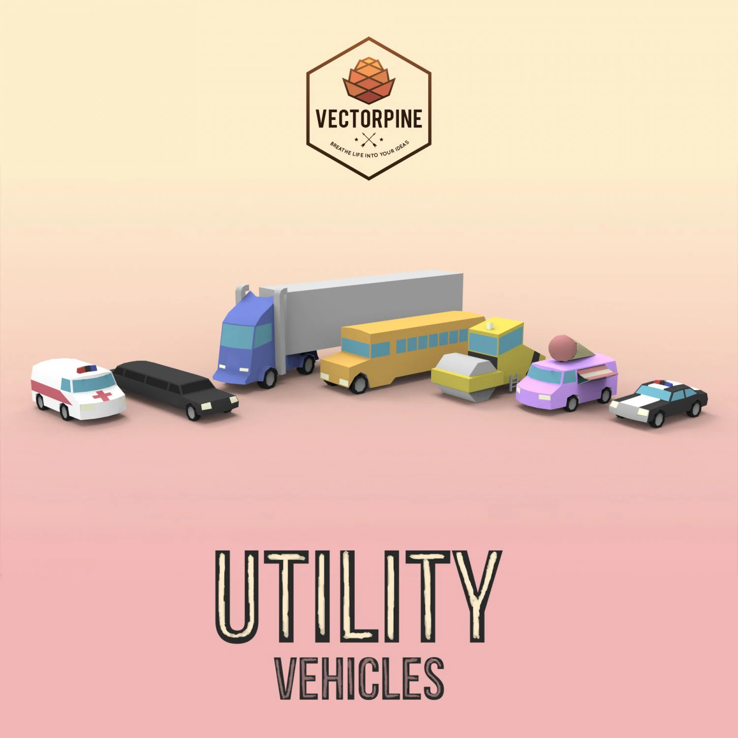 low poly utility vehicles 3D Model .c4d .max .obj .3ds .fbx .stl .blend 