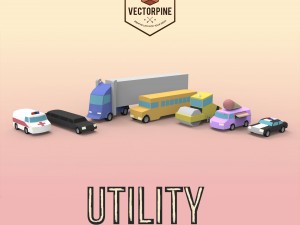 low poly utility vehicles 3Dモデル