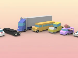 low poly utility vehicles 3D Model