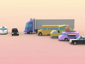 low poly utility vehicles 3D Model