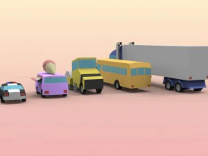 low poly utility vehicles 3D Model