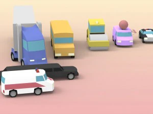 low poly utility vehicles 3D Model