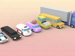 low poly utility vehicles 3D Model