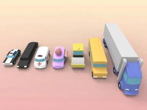 low poly utility vehicles 3D Model