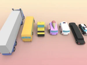 low poly utility vehicles 3D Model
