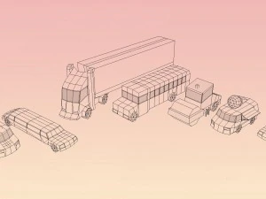 low poly utility vehicles 3D Model