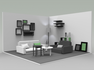 low poly interiors - living room Model 3D
