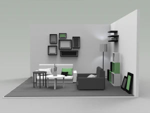 low poly interiors - living room 3D Model