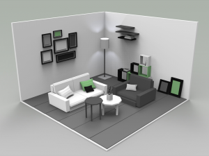 low poly interiors - living room Model 3D