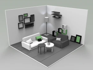 low poly interiors - living room 3D Model