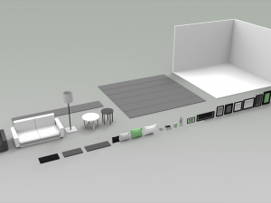 low poly interiors - living room Model 3D