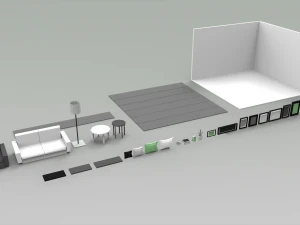 low poly interiors - living room 3D Model