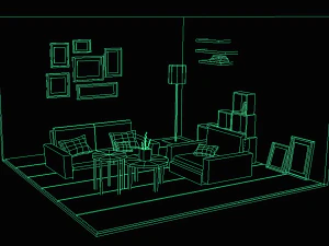 low poly interiors - living room 3D Model